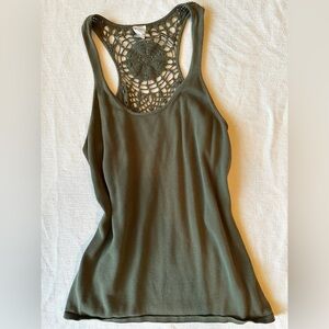 Old Navy Olive Green Crochet Detail Tank Top